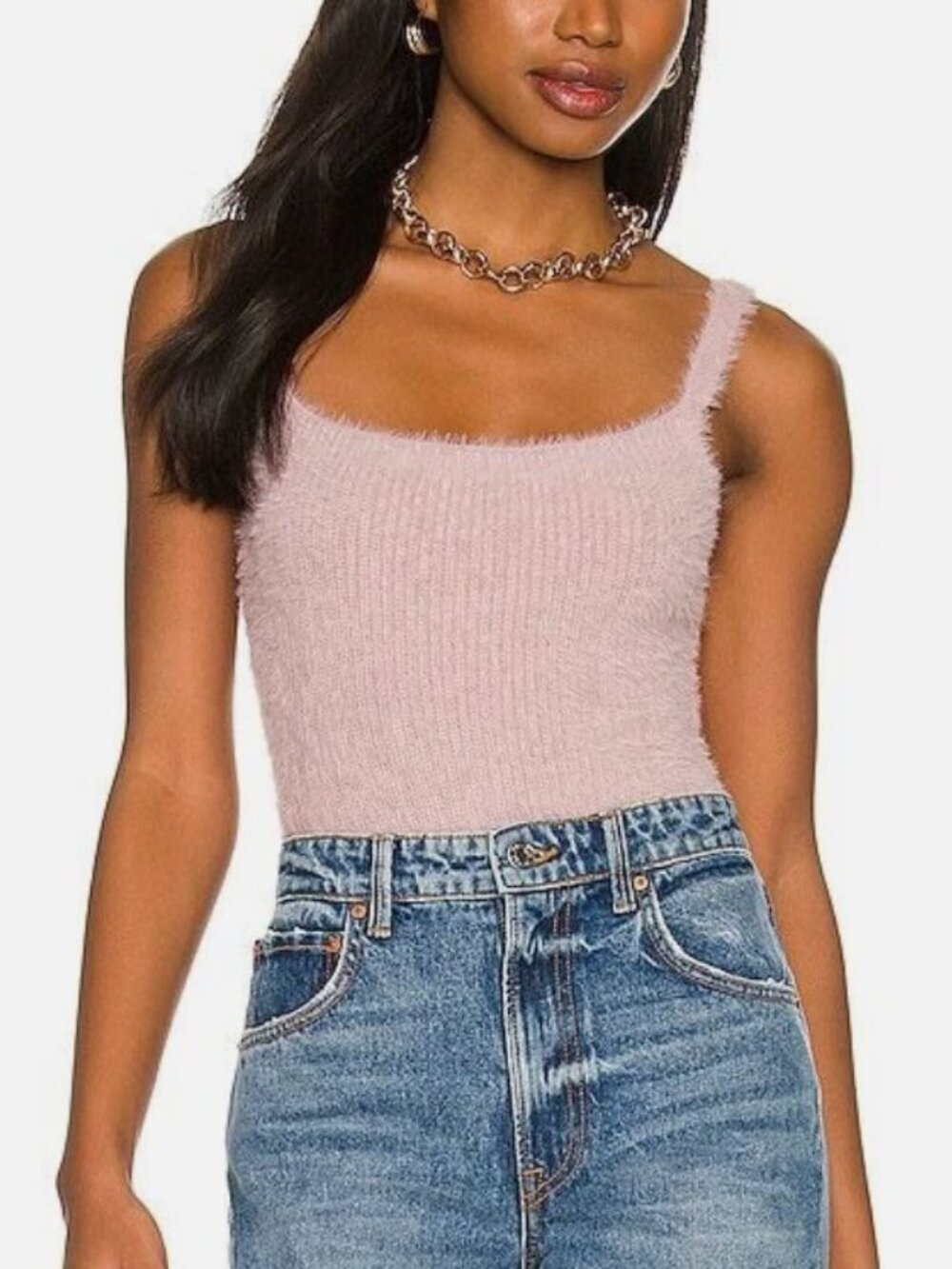 ASTR The Label Yara Fuzzy Sweater Knit Lavender Cami Tank Top Coquette Fairy